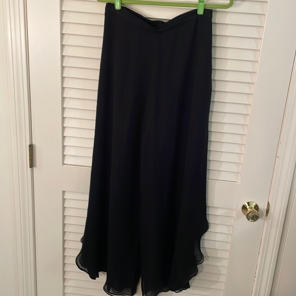 ST. JOHN Silk Side Slit Layered Dressy Pants